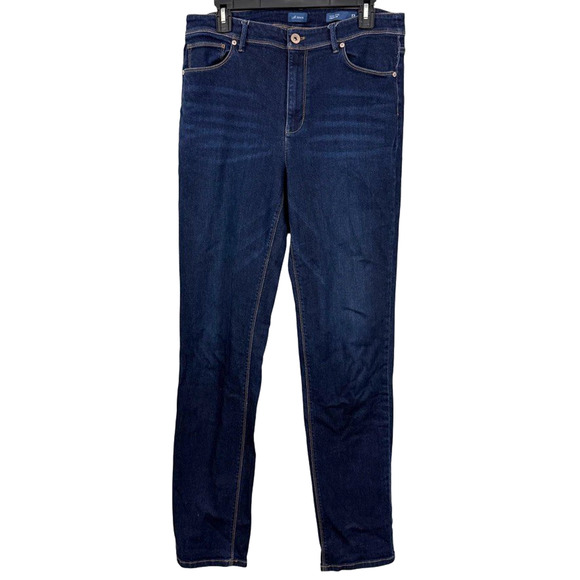 J Jill High Rise Straight Leg Stretch Dark Wash Distressed Jeans Denim 12 T - Picture 1 of 16
